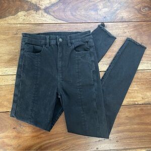 American Eagle Pleated Ne(x)t Level Stretch Washed Black Skinny Jeans Sz 0 Reg